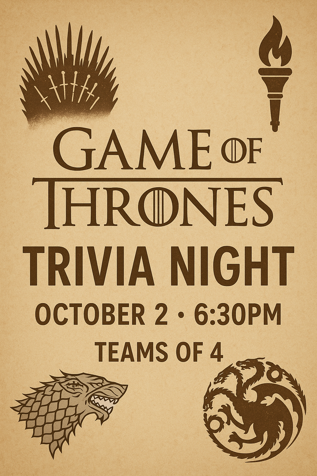 Game of Thrones Trivia Night - October 2
